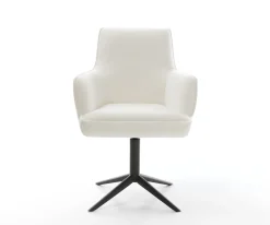 DrehstuhlHeira-Flex mit Armlehnen Bouclé Soft Beige Fußkreuz Schwarz 360° drehbar Wippfunktion Taschenfederkern Sofort versandfertig