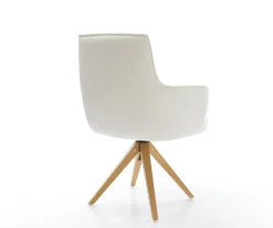 DrehstuhlHeira-Flex mit Armlehnen Bouclé Soft Beige Holzgestell kantig Natur 360° drehbar Taschenfederkern Versandfertig ca. 28.10.26