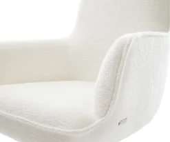 DrehstuhlHeira-Flex mit Armlehnen Bouclé Soft Beige Kreuzgestell breit Edelstahl 360° drehbar Wippfunktion Taschenfederkern Sofort versandfertig
