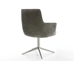DrehstuhlHeira-Flex mit Armlehnen Bouclé Soft Schlamm Fußkreuz Edelstahl 360° drehbar Wippfunktion Taschenfederkern Sofort versandfertig