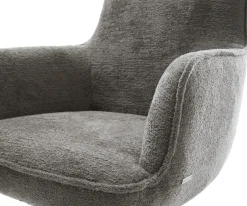 DrehstuhlHeira-Flex mit Armlehnen Bouclé Soft Schlamm Fußkreuz Schwarz 360° drehbar Wippfunktion Taschenfederkern Sofort versandfertig
