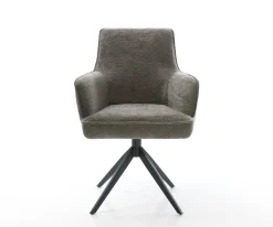 DrehstuhlHeira-Flex mit Armlehnen Bouclé Soft Schlamm Kreuzgestell breit Schwarz 360° drehbar Wippfunktion Taschenfederkern Sofort versandfertig