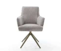 DrehstuhlHeira-Flex mit Armlehnen Cord Silbergrau Kreuzgestell breit Effektfinish Titan 360° drehbar Wippfunktion Taschenfederkern Sofort versandfertig