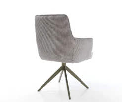DrehstuhlHeira-Flex mit Armlehnen Cord Silbergrau Kreuzgestell breit Effektfinish Titan 360° drehbar Wippfunktion Taschenfederkern Sofort versandfertig