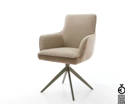 DrehstuhlHeira-Flex mit Armlehnen Materialmix Schlamm Kreuzgestell breit Effektfinish Titan 360° drehbar Wippfunktion Taschenfederkern Sofort versandfertig