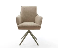 DrehstuhlHeira-Flex mit Armlehnen Materialmix Schlamm Kreuzgestell breit Effektfinish Titan 360° drehbar Wippfunktion Taschenfederkern Sofort versandfertig