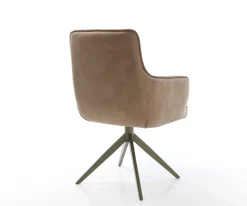 DrehstuhlHeira-Flex mit Armlehnen Materialmix Schlamm Kreuzgestell breit Effektfinish Titan 360° drehbar Wippfunktion Taschenfederkern Sofort versandfertig