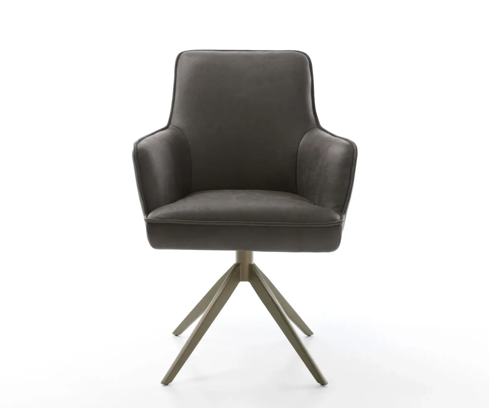 DrehstuhlHeira-Flex mit Armlehnen Mikrofaser Anthrazit Vintage Kreuzgestell breit Effektfinish Titan 360° drehbar Wippfunktion Taschenfederkern Sofort versandfertig