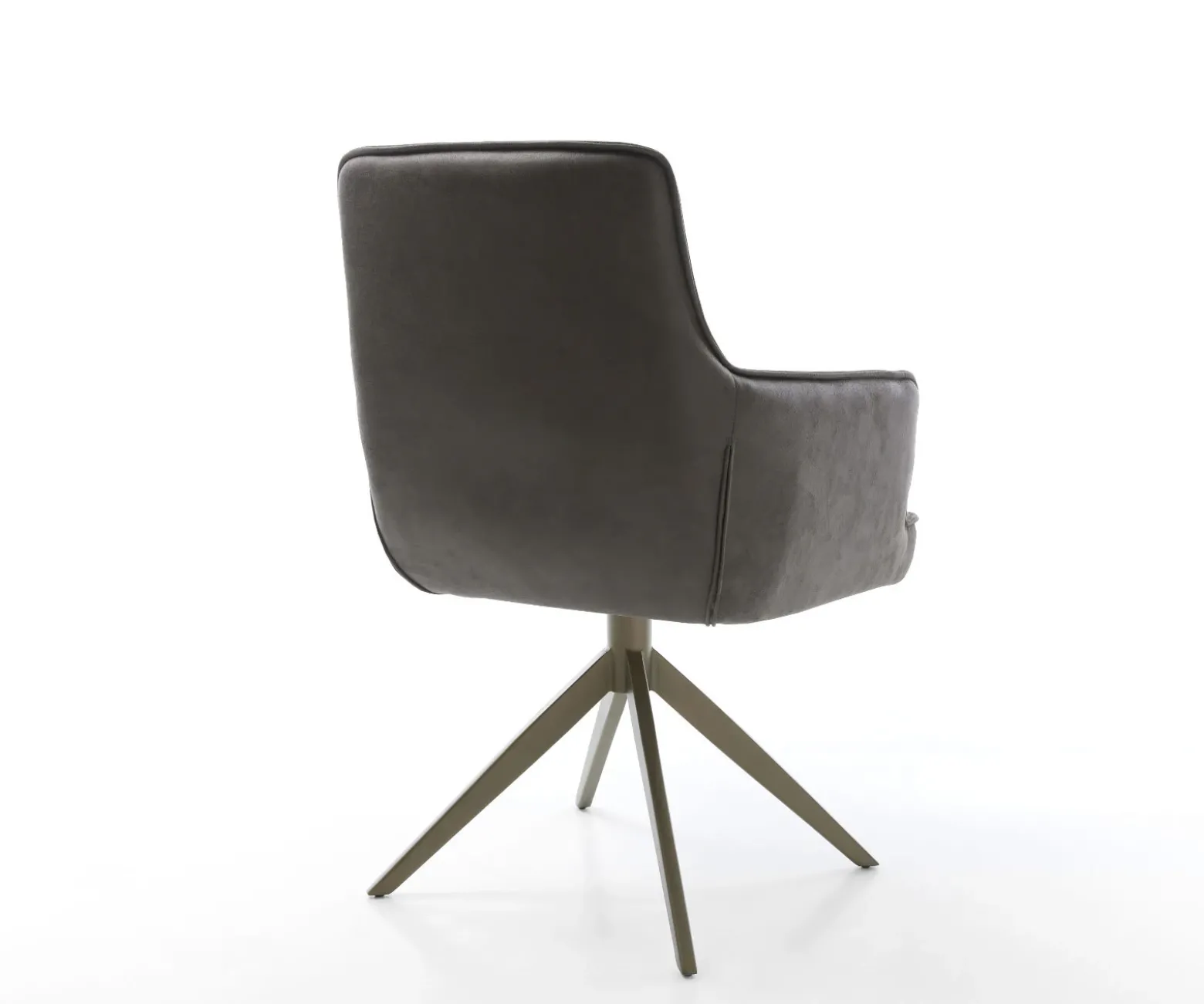 DrehstuhlHeira-Flex mit Armlehnen Mikrofaser Anthrazit Vintage Kreuzgestell breit Effektfinish Titan 360° drehbar Wippfunktion Taschenfederkern Sofort versandfertig