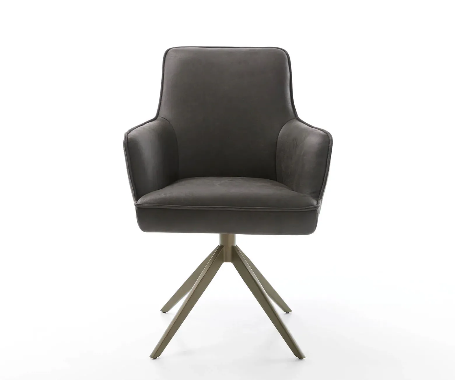 DrehstuhlHeira-Flex mit Armlehnen Mikrofaser Anthrazit Vintage Kreuzgestell breit Effektfinish Titan 360° drehbar Taschenfederkern Sofort versandfertig