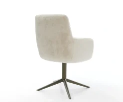 DrehstuhlHeira-Flex mit Armlehnen Plüsch Creme-Weiß Fußkreuz Effektfinish Titan 360° drehbar Wippfunktion Taschenfederkern Sofort versandfertig