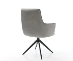 DrehstuhlHeira-Flex mit Armlehnen Strukturstoff Soft Grau Kreuzgestell breit Schwarz 360° drehbar Wippfunktion Taschenfederkern Sofort versandfertig