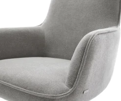 DrehstuhlHeira-Flex mit Armlehnen Strukturstoff Soft Grau Holzgestell kantig Natur 360° drehbar Taschenfederkern Versandfertig ca. 28.10.26