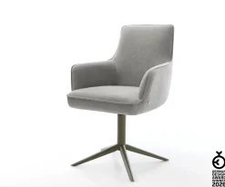 DrehstuhlHeira-Flex mit Armlehnen Strukturstoff Soft Grau Fußkreuz Effektfinish Titan 360° drehbar Wippfunktion Taschenfederkern Sofort versandfertig