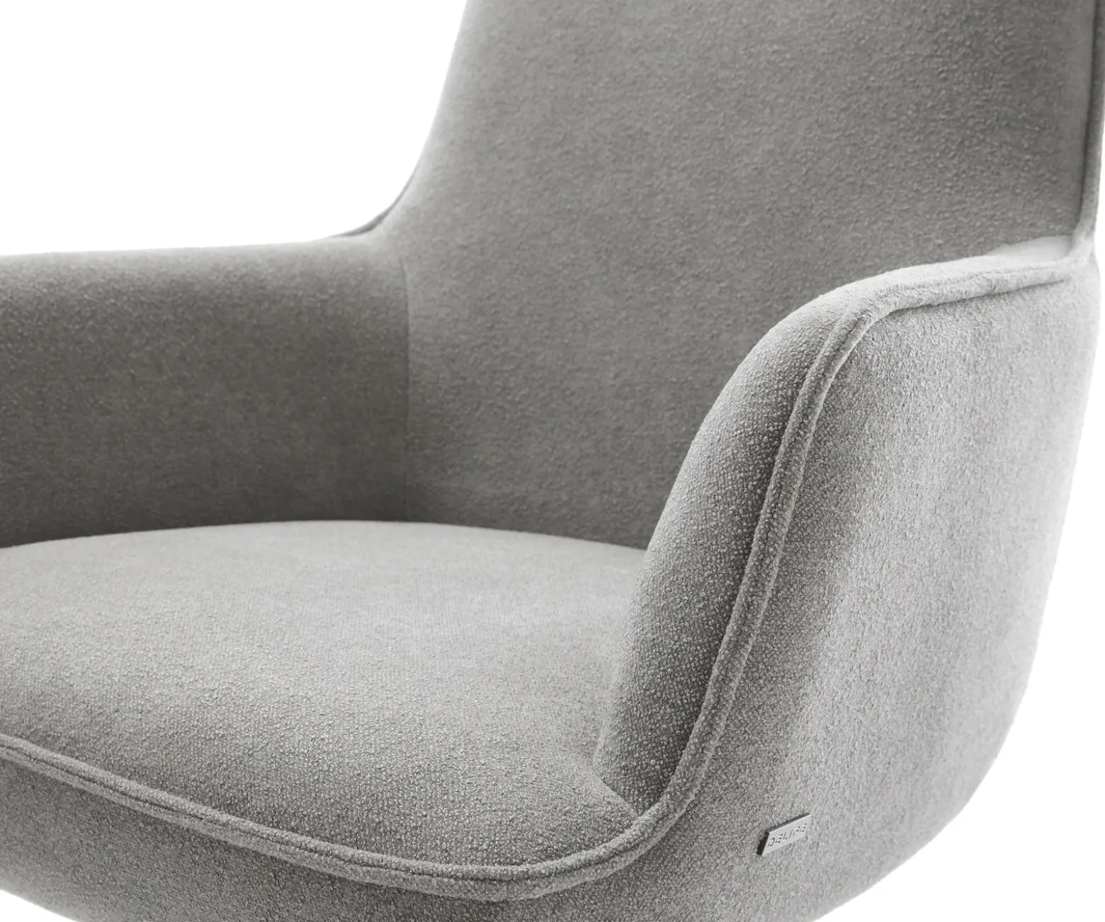 DrehstuhlHeira-Flex mit Armlehnen Strukturstoff Soft Grau Fußkreuz Effektfinish Titan 360° drehbar Wippfunktion Taschenfederkern Sofort versandfertig