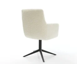 DrehstuhlHeira-Flex mit Armlehnen Teddystoff Beige Fußkreuz Schwarz 360° drehbar Wippfunktion Taschenfederkern Sofort versandfertig