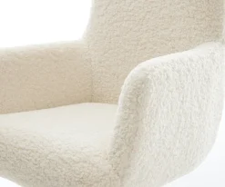 DrehstuhlHeira-Flex mit Armlehnen Teddystoff Beige Holzgestell kantig Natur 360° drehbar Taschenfederkern Versandfertig ca. 28.10.26
