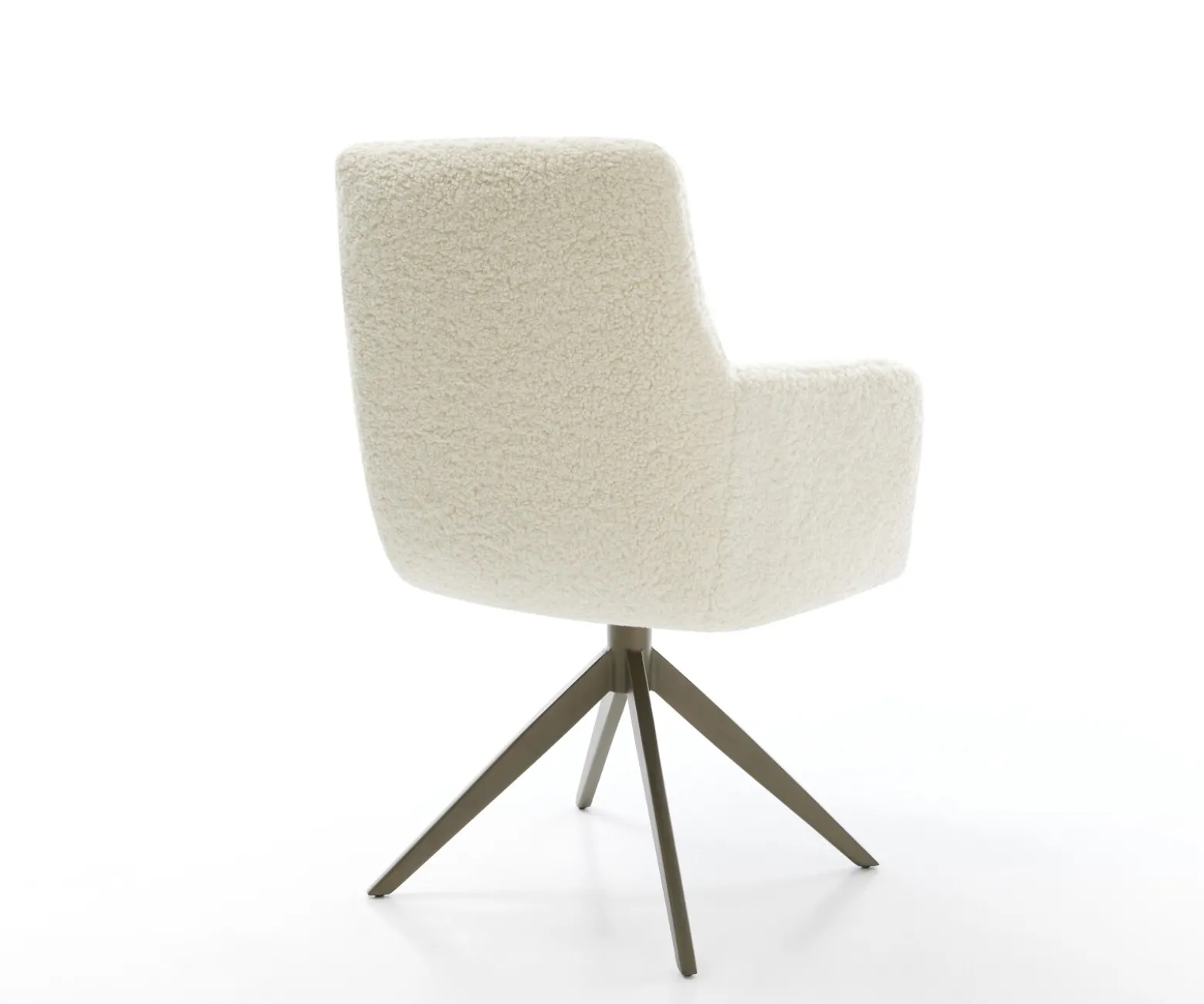 DrehstuhlHeira-Flex mit Armlehnen Teddystoff Beige Kreuzgestell breit Effektfinish Titan 360° drehbar Wippfunktion Taschenfederkern Sofort versandfertig