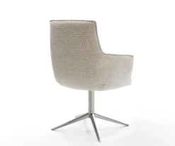 DrehstuhlHeira-Flex mit Armlehnen Webstoff Soft Beige Fußkreuz Edelstahl 360° drehbar Wippfunktion Taschenfederkern Sofort versandfertig