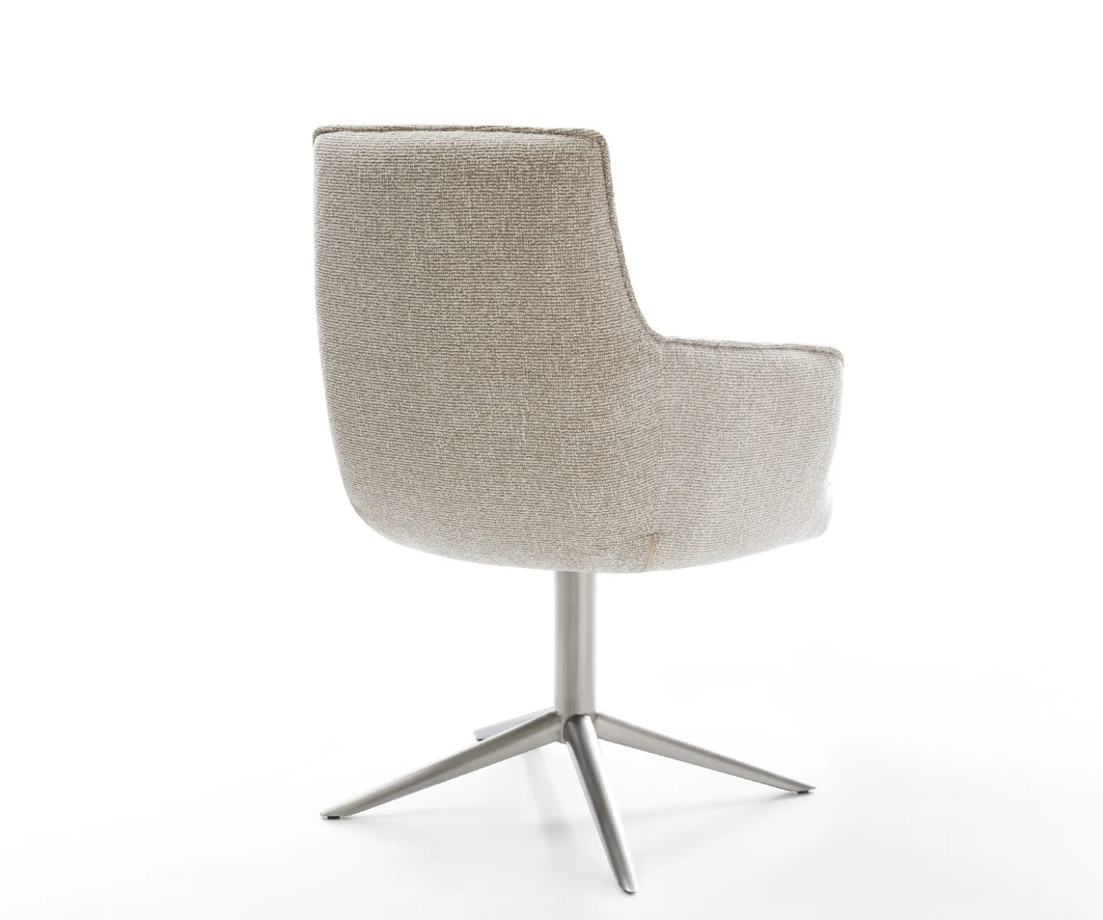 DrehstuhlHeira-Flex mit Armlehnen Webstoff Soft Beige Fußkreuz Edelstahl 360° drehbar Wippfunktion Taschenfederkern Sofort versandfertig