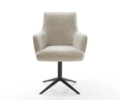 DrehstuhlHeira-Flex mit Armlehnen Webstoff Soft Beige Fußkreuz Schwarz 360° drehbar Wippfunktion Taschenfederkern Sofort versandfertig