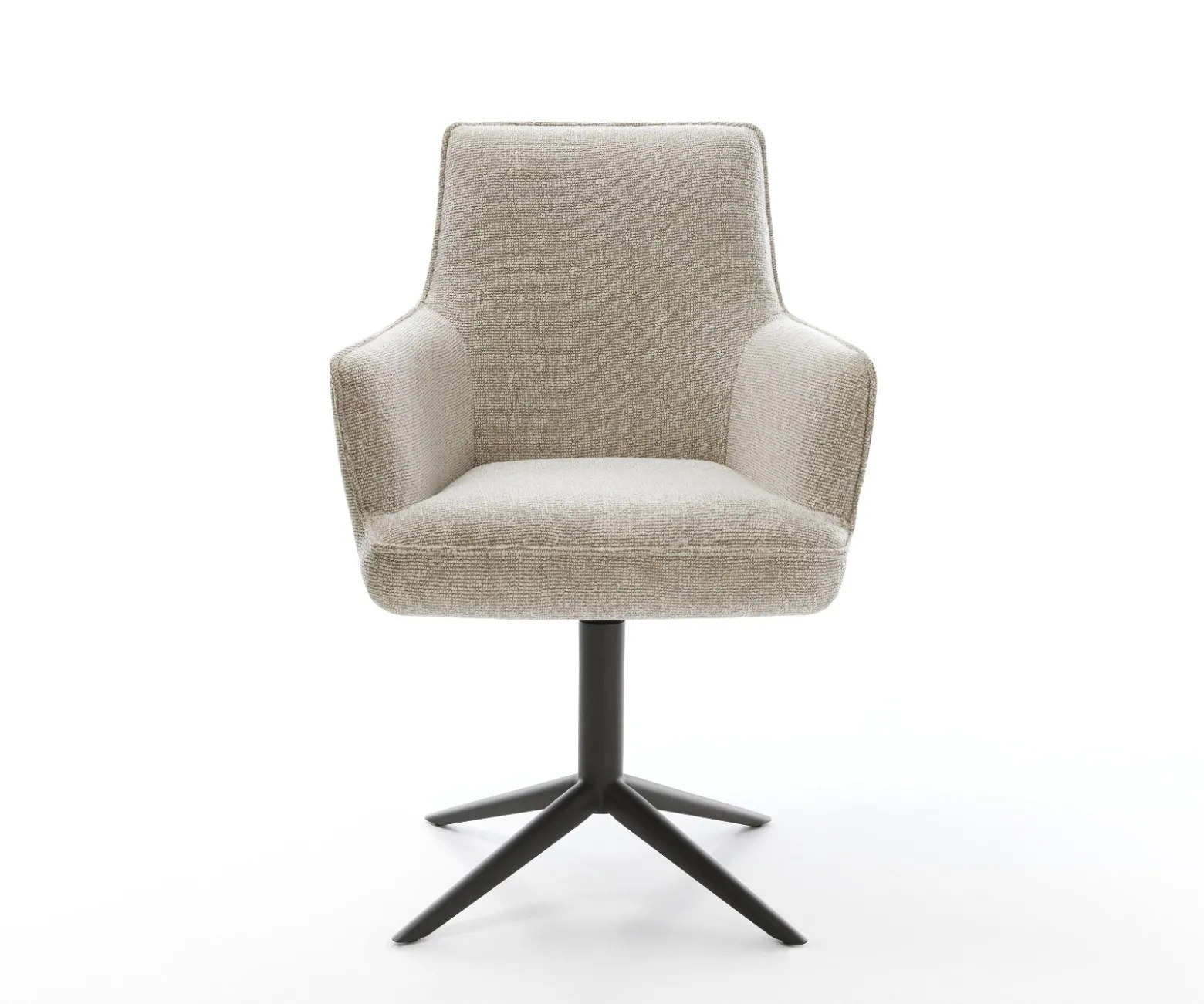DrehstuhlHeira-Flex mit Armlehnen Webstoff Soft Beige Fußkreuz Schwarz 360° drehbar Wippfunktion Taschenfederkern Sofort versandfertig