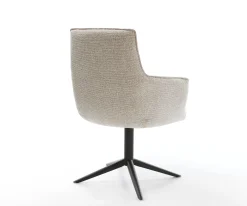 DrehstuhlHeira-Flex mit Armlehnen Webstoff Soft Beige Fußkreuz Schwarz 360° drehbar Wippfunktion Taschenfederkern Sofort versandfertig