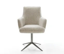 DrehstuhlHeira-Flex mit Armlehnen Webstoff Soft Beige Fußkreuz Graphit 360° drehbar Wippfunktion Taschenfederkern Sofort versandfertig