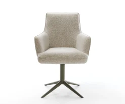 DrehstuhlHeira-Flex mit Armlehnen Webstoff Soft Beige Fußkreuz Effektfinish Titan 360° drehbar Wippfunktion Taschenfederkern Sofort versandfertig