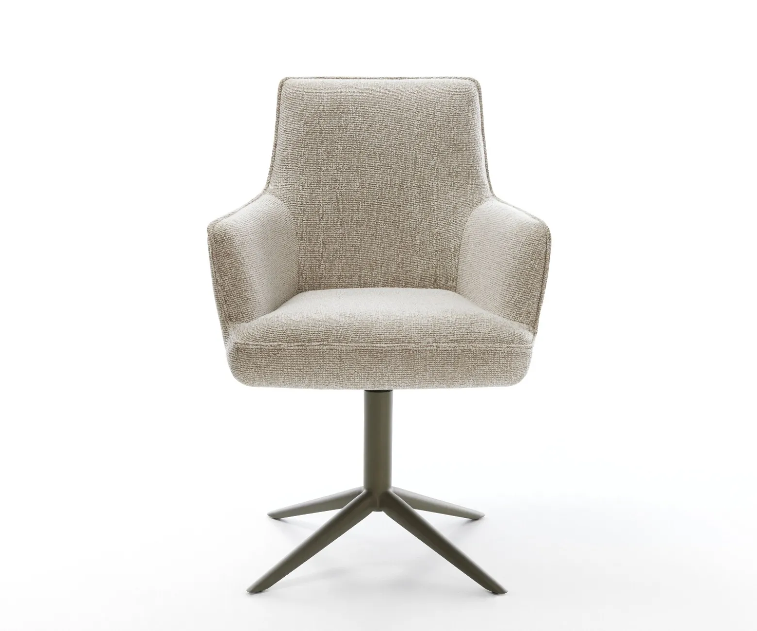 DrehstuhlHeira-Flex mit Armlehnen Webstoff Soft Beige Fußkreuz Effektfinish Titan 360° drehbar Wippfunktion Taschenfederkern Sofort versandfertig
