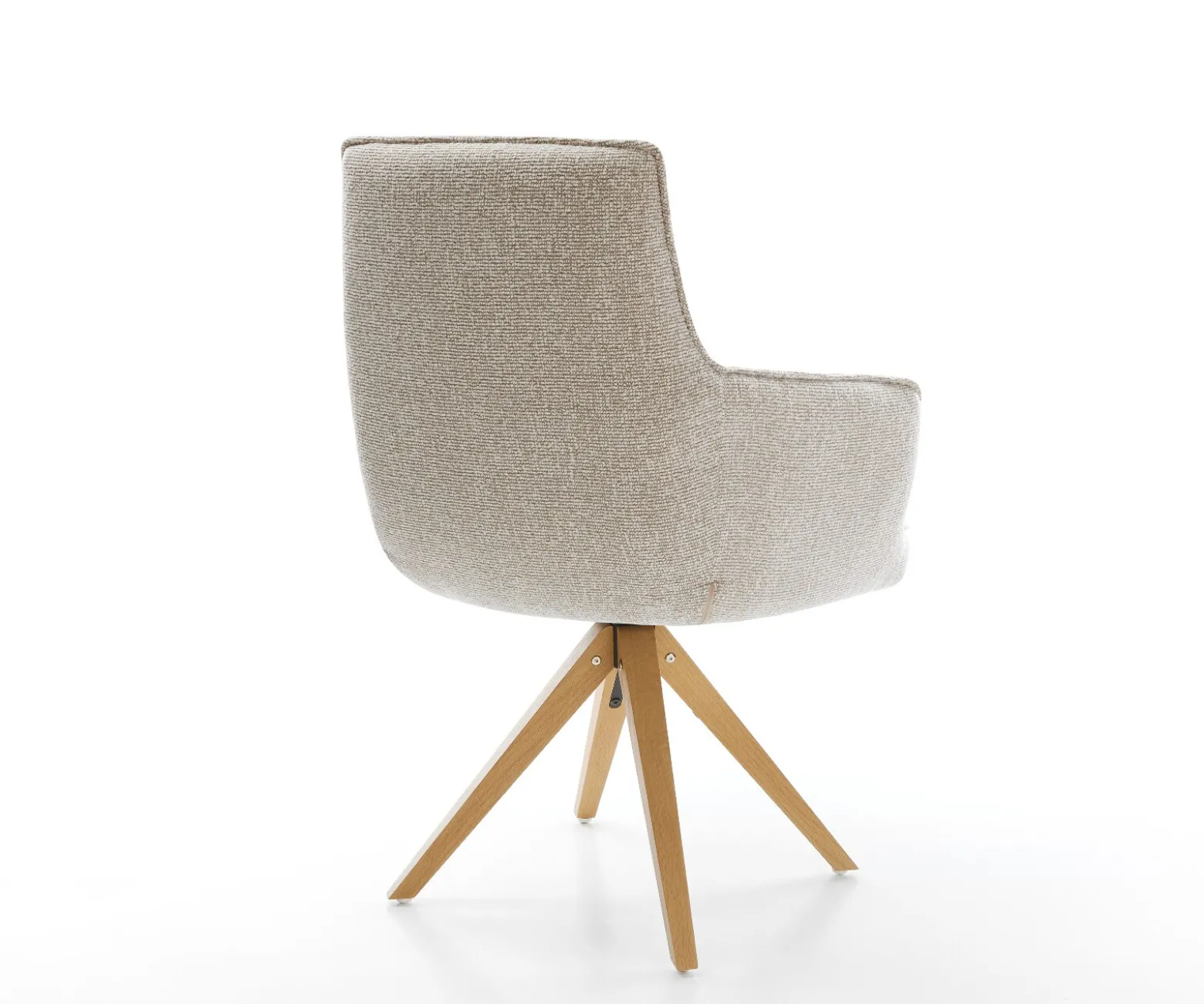 DrehstuhlHeira-Flex mit Armlehnen Webstoff Soft Beige Holzgestell kantig Natur 360° drehbar Taschenfederkern Versandfertig ca. 28.10.26