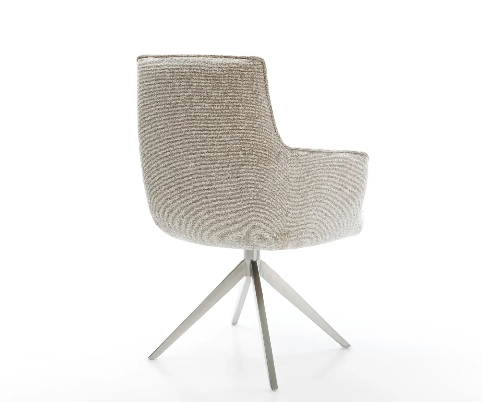 DrehstuhlHeira-Flex mit Armlehnen Webstoff Soft Beige Kreuzgestell breit Edelstahl 360° drehbar Wippfunktion Taschenfederkern Sofort versandfertig