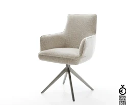 DrehstuhlHeira-Flex mit Armlehnen Webstoff Soft Beige Kreuzgestell breit Graphit 360° drehbar Wippfunktion Taschenfederkern Sofort versandfertig