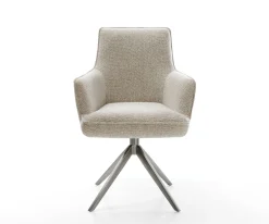 DrehstuhlHeira-Flex mit Armlehnen Webstoff Soft Beige Kreuzgestell breit Graphit 360° drehbar Wippfunktion Taschenfederkern Sofort versandfertig