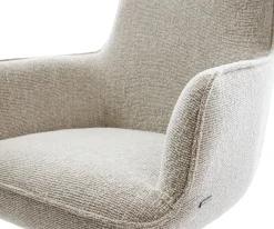 DrehstuhlHeira-Flex mit Armlehnen Webstoff Soft Beige Kreuzgestell breit Graphit 360° drehbar Wippfunktion Taschenfederkern Sofort versandfertig