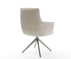 DrehstuhlHeira-Flex mit Armlehnen Webstoff Soft Beige Kreuzgestell breit Graphit 360° drehbar Wippfunktion Taschenfederkern Sofort versandfertig