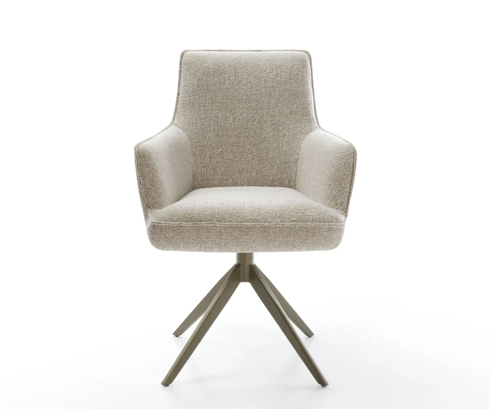 DrehstuhlHeira-Flex mit Armlehnen Webstoff Soft Beige Kreuzgestell breit Effektfinish Titan 360° drehbar Wippfunktion Taschenfederkern Sofort versandfertig