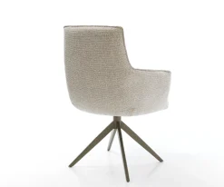 DrehstuhlHeira-Flex mit Armlehnen Webstoff Soft Beige Kreuzgestell breit Effektfinish Titan 360° drehbar Wippfunktion Taschenfederkern Sofort versandfertig