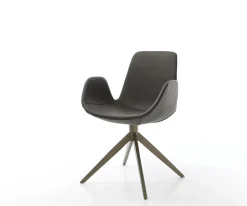 DrehstuhlIlia-Flex mit Armlehnen Mikrofaser Anthrazit Vintage Kreuzgestell breit Effektfinish Titan 360° drehbar Sofort versandfertig