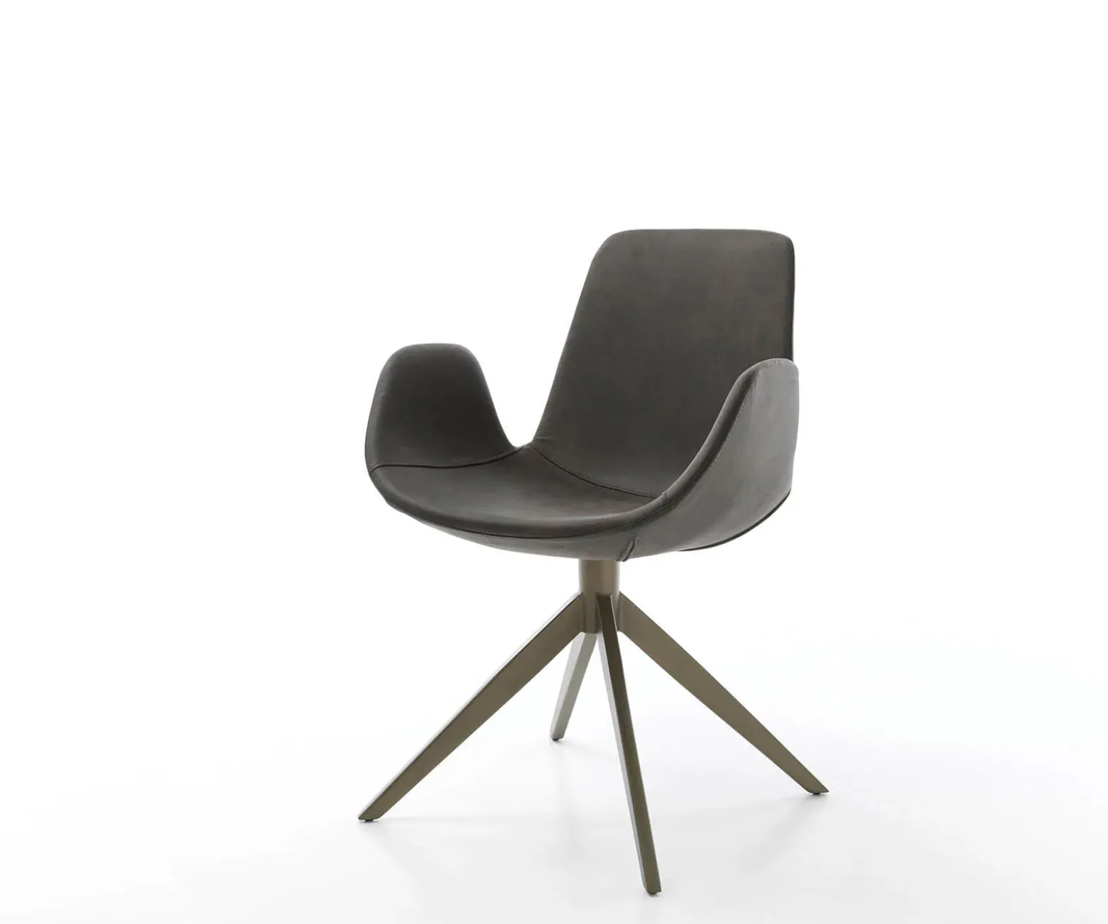 DrehstuhlIlia-Flex mit Armlehnen Mikrofaser Anthrazit Vintage Kreuzgestell breit Effektfinish Titan 360° drehbar Sofort versandfertig