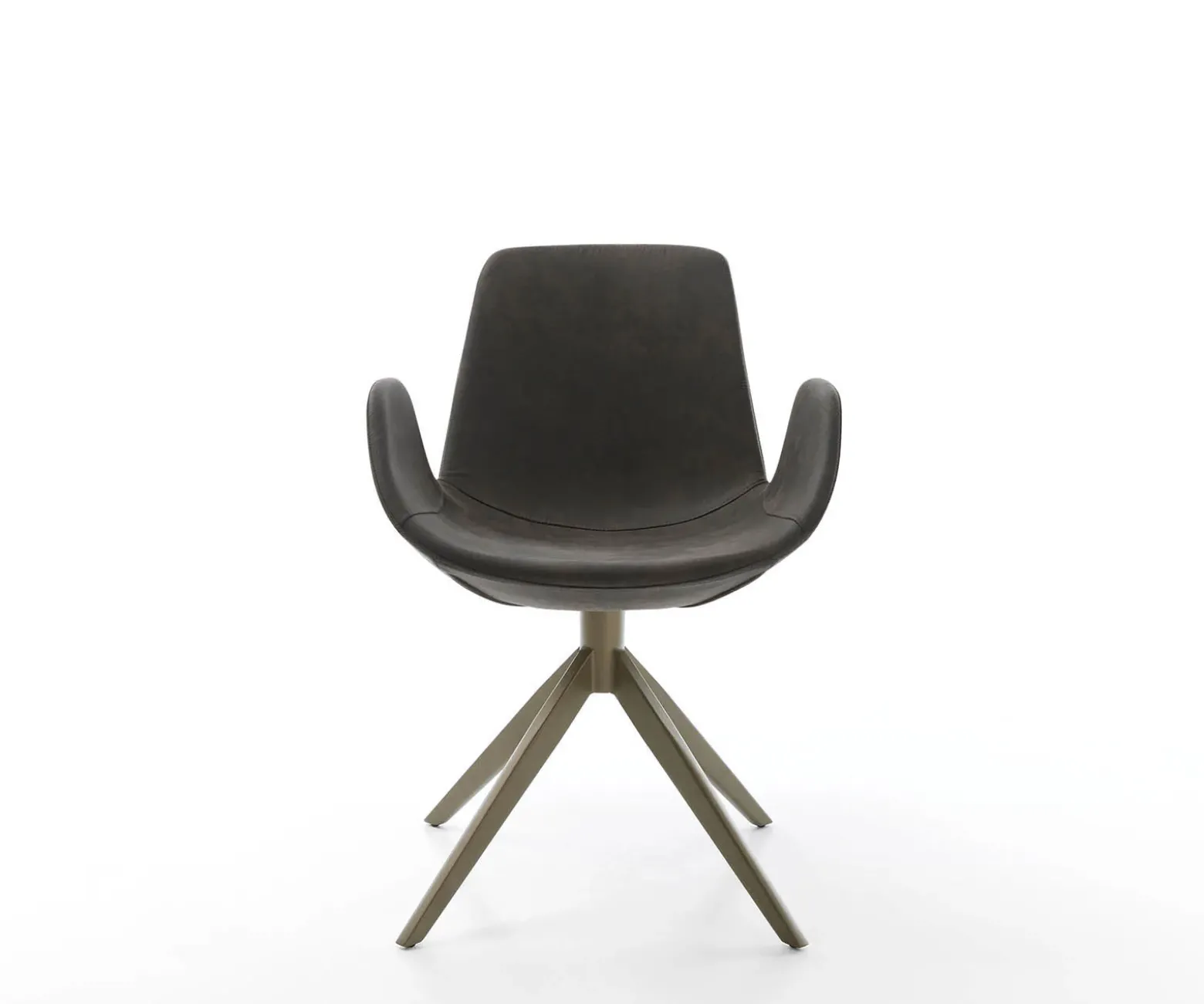 DrehstuhlIlia-Flex mit Armlehnen Mikrofaser Anthrazit Vintage Kreuzgestell breit Effektfinish Titan 360° drehbar Sofort versandfertig