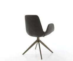 DrehstuhlIlia-Flex mit Armlehnen Mikrofaser Anthrazit Vintage Kreuzgestell breit Effektfinish Titan 360° drehbar Sofort versandfertig