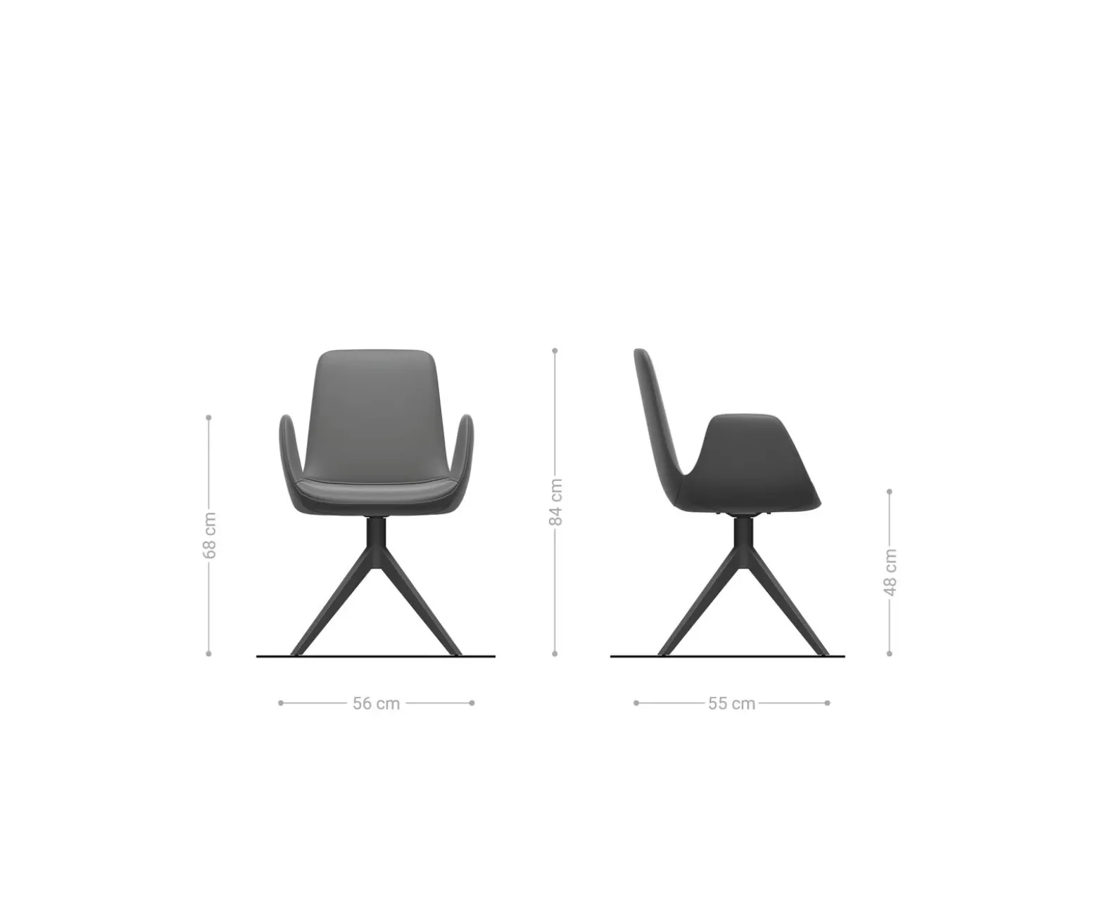 DrehstuhlIlia-Flex mit Armlehnen Mikrofaser Anthrazit Vintage Kreuzgestell breit Effektfinish Titan 360° drehbar Sofort versandfertig