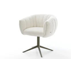 DrehstuhlJada-Flex Bouclé Soft Beige Fußkreuz Effektfinish Titan 360° drehbar Wippfunktion Taschenfederkern Sofort versandfertig