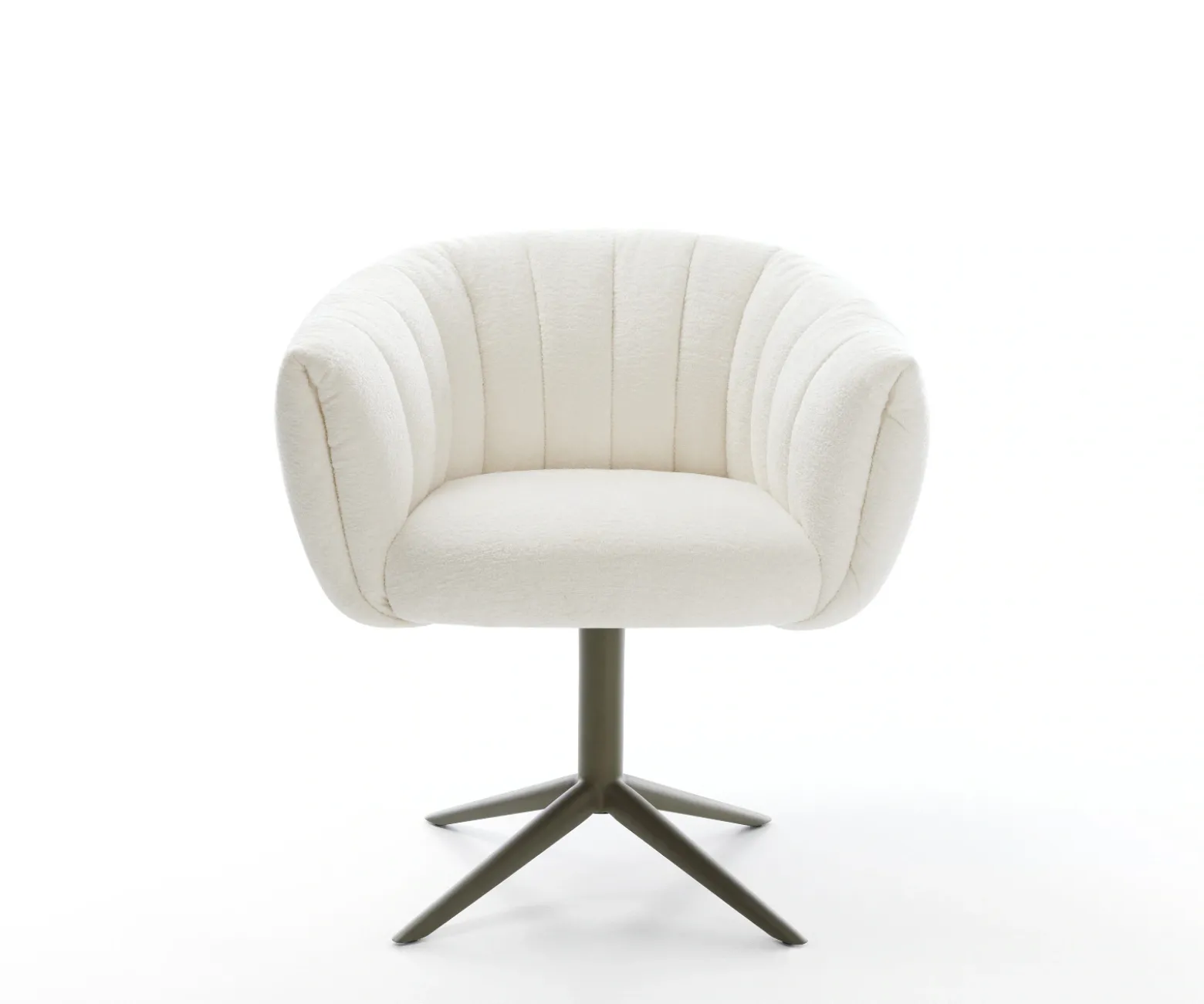 DrehstuhlJada-Flex Bouclé Soft Beige Fußkreuz Effektfinish Titan 360° drehbar Wippfunktion Taschenfederkern Sofort versandfertig