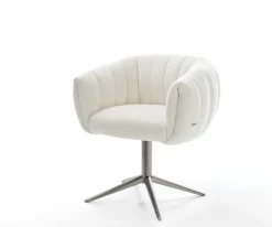 DrehstuhlJada-Flex Bouclé Soft Beige Fußkreuz Graphit 360° drehbar Wippfunktion Taschenfederkern Sofort versandfertig