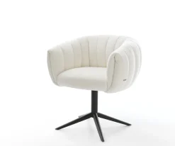 DrehstuhlJada-Flex Bouclé Soft Beige Fußkreuz Schwarz 360° drehbar Wippfunktion Taschenfederkern Sofort versandfertig