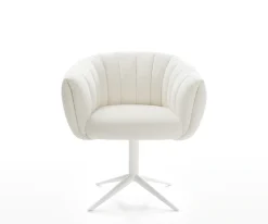 DrehstuhlJada-Flex Bouclé Soft Beige Fußkreuz Weiß 360° drehbar Wippfunktion Taschenfederkern Sofort versandfertig
