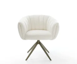 DrehstuhlJada-Flex Bouclé Soft Beige Kreuzgestell breit Effektfinish Titan 360° drehbar Wippfunktion Taschenfederkern Sofort versandfertig