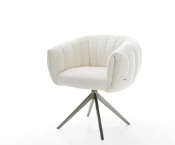 DrehstuhlJada-Flex Bouclé Soft Beige Kreuzgestell breit Graphit 360° drehbar Wippfunktion Taschenfederkern Sofort versandfertig